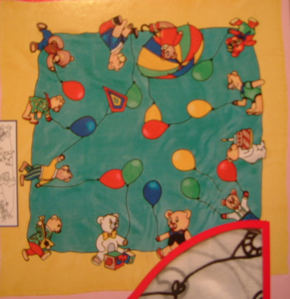 HAPPY BEARS GUTTA-SEIDENTUCH 55x55cm Ponge 5 Konturen schwarz