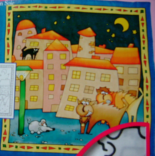 MAX & FRIENDS ARTY'S GUTTA-SEIDENTUCH 55x55cm TWILL 8 Konturen schwarz