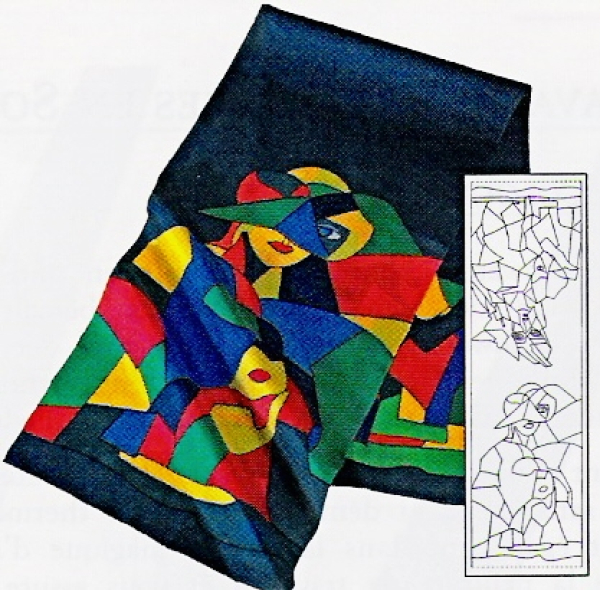 PICO GUTTA-SEIDENSCHAL 45x180 PONGE 8 Konturen schwarz