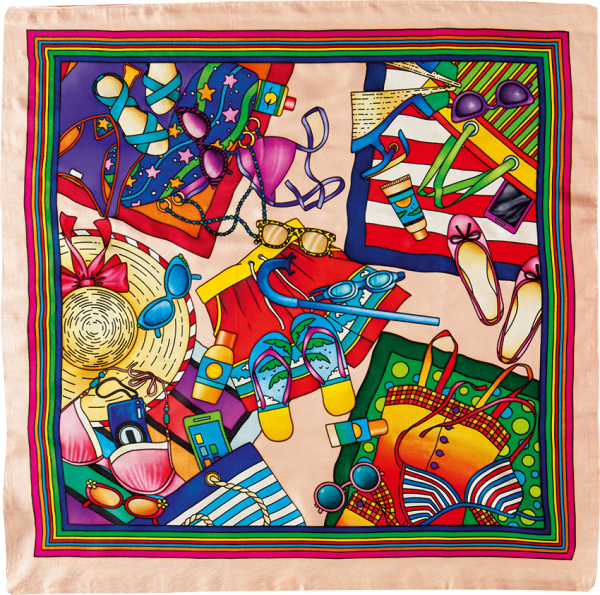 La Plage PIERRE WILLOCQ LA COLLECTION GUTTA-SEIDENTUCH 90x90cm Habotai /Ponge 8 Konturen SCHWARZ