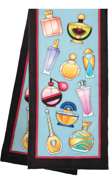 PARFÜM Pierre Willocq SEIDENSCHAL 45x180 Ponge 9 Konturen schwarz