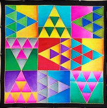 TRIANGLES IDEEN GUTTA-SEIDENTUCH 55x55cm Ponge 8 Konturen gold