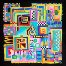 BUSY IDEEN GUTTA-SEIDENTUCH 55x55cm Ponge 8 Konturen gold