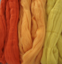 Filzwolle 220g superfeiner Merino-Kammzug Filzen 19,5mic gelb-sonnengelb-orange