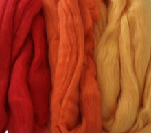 Filzwolle 160g superfeiner Merino-Kammzug Filzen 19,5mic gelb-orange-rot