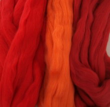 Filzwolle 200g superfeiner Merino-Kammzug Filzen 19,5mic orange-rot-rot