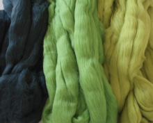 Filzwolle 200g superfeiner Merino-Kammzug Filzen 19,5mic 3x Grüntöne