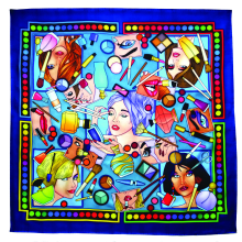MAKE UP Pierre Willocque COLLECTION GUTTA-SEIDENTUCH 90x90cm Habotai 8 /Ponge 9 Konturen SCHWARZ