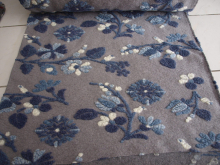 Musterwalk Winter 2025/26 Blumen blau auf grau Walkstoff Italien gemustert Walkloden Hilco
