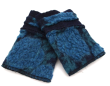 Stulpen Pulswärmer Unikat Blumen blau auf blau