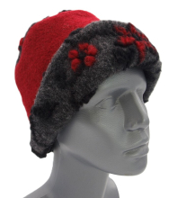 Hut Musterwalkstoff Blumen rot auf schwarz gefüttert rot Walk Einheitsgröße