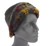 Hut Musterwalkstoff Blumen gelb auf anthrazit gefüttert Walk Einheitsgröße