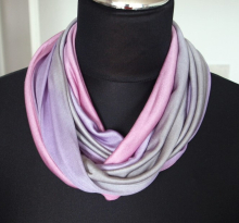 SCHLAUCHSCHAL LOOP SEIDENJERSEY 100% reine Seide rosa grau