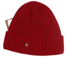 Lachti Strickmütze Rippenmuster komplett gefüttert warm Viskose rot
