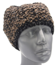 Strickmütze Beanie lang braun Ballonmütze Fa. Gebeana Strickgrau gefüttert made Germany