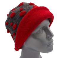 Hut Musterwalkstoff Punkte rot auf anthrazit gefüttert rot Walk Einheitsgröße