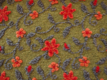 Ganz Neu Winter 2026/27 Musterwalk Blumen orange auf grün Walkstoff Italien gemustert Walkloden