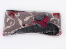 STIRNBAND Blumen rosa-rot auf grau