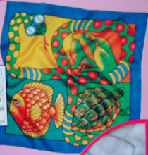 FUNKY ANIMALS ARTY'S GUTTA-SEIDENTUCH 55x55cm Crepe de Chine 5 Konturen schwarz