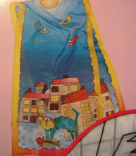 MAX AT NOON ARTY'S GUTTA-SEIDENSCHAL 45x180 CREPE DE CHINE 5 Konturen schwarz