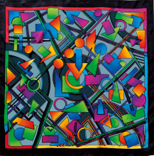 ABSQUARE PIERRE WILLOCQ LA COLLECTION GUTTA-SEIDENTUCH 90x90cm Habotai /Ponge 9 Konturen SCHWARZ